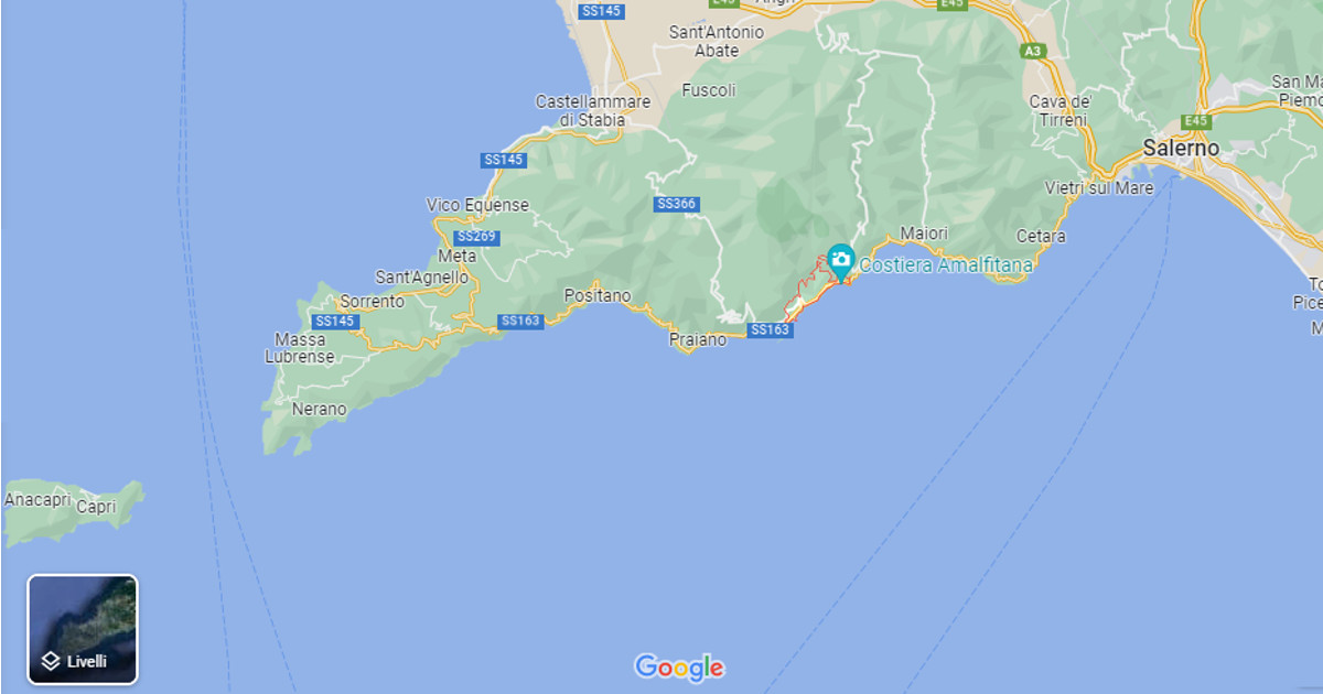 Cartina golfo di Napoli - Golfo di Amalfi