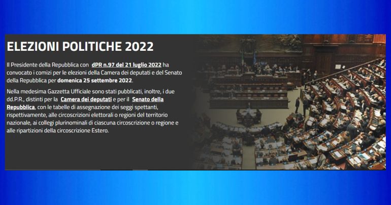 Elezioni politiche 25 settembre 2022 – Trasparenza