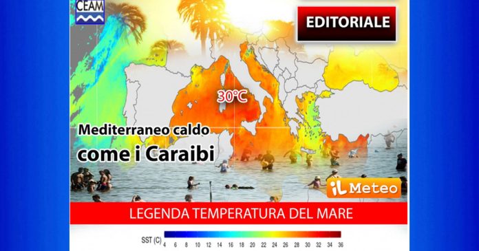 METEO NAZIONALE - Italia africana, il Mar Mediterraneo è caldo come i Caraibi