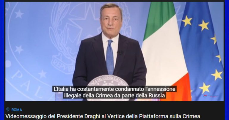 Videomessaggio del Presidente Draghi al Vertice della Piattaforma sulla Crimea