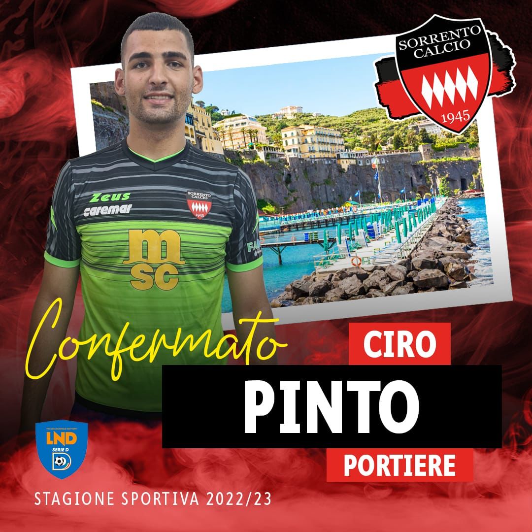 Ciro Pinto sarà ancora un giocatore rossonero m(fonte: pagina Facebook Sorrento Calcio 1945)