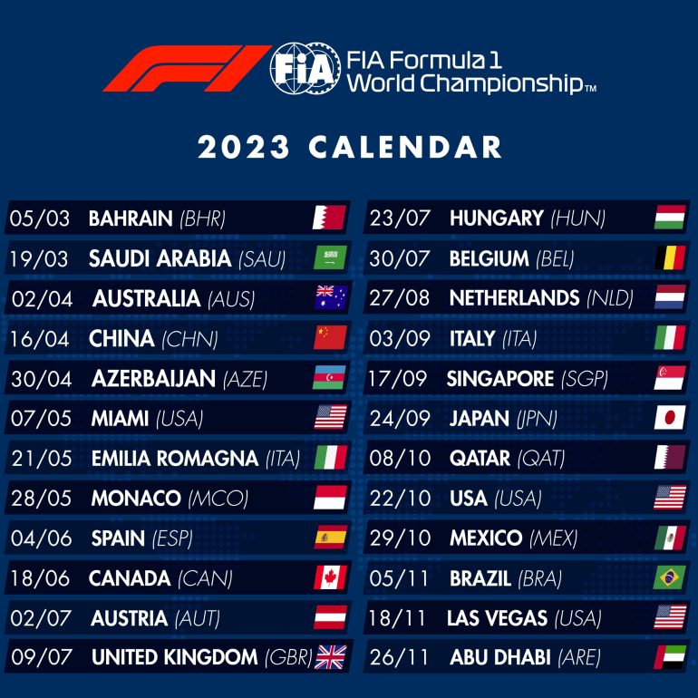 F1, ecco il calendario 2023! Ben 24 gare