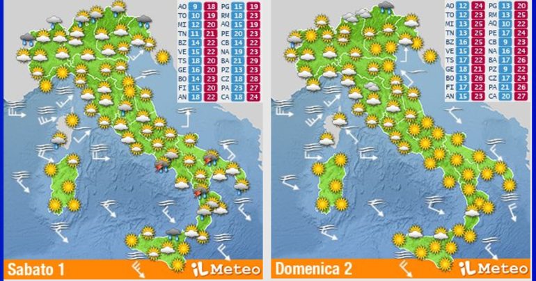 Meteo Nazionale 1-2 Ottobre: Da Domenica 2 Ottobre arriva l’alta pressione