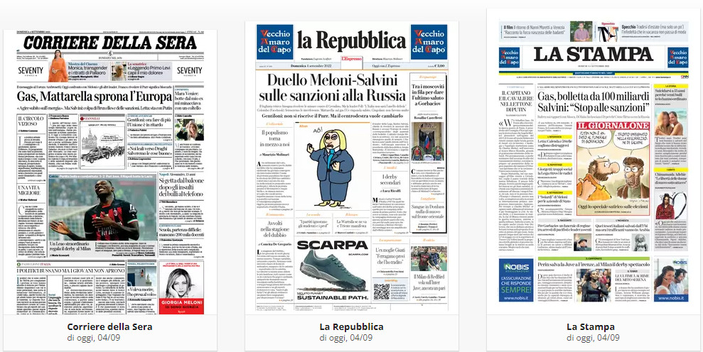 Prime Pagine 4 Settembre 2022 1