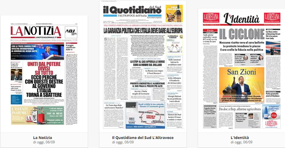 Prime Pagine del 6 Settembre 2022 7