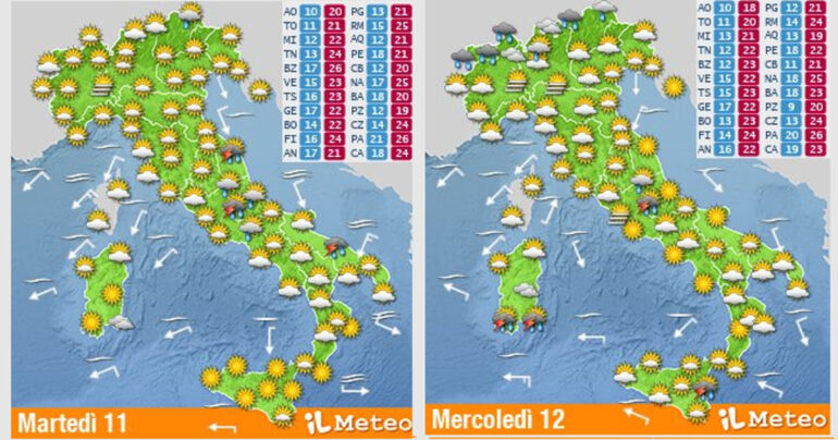 Meteo Nazionale 11-12 Ottobre: Vortice mediterraneo con Temporali e Nubifragi