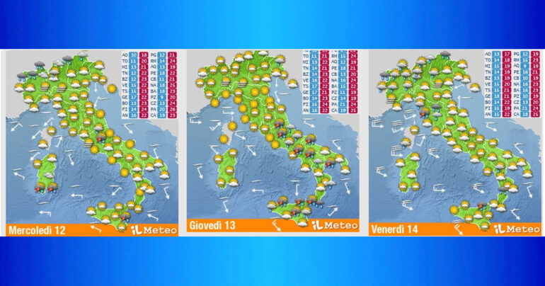 Meteo Nazionale 12-14 Ottobre: intensa perturbazione da Mercoledì