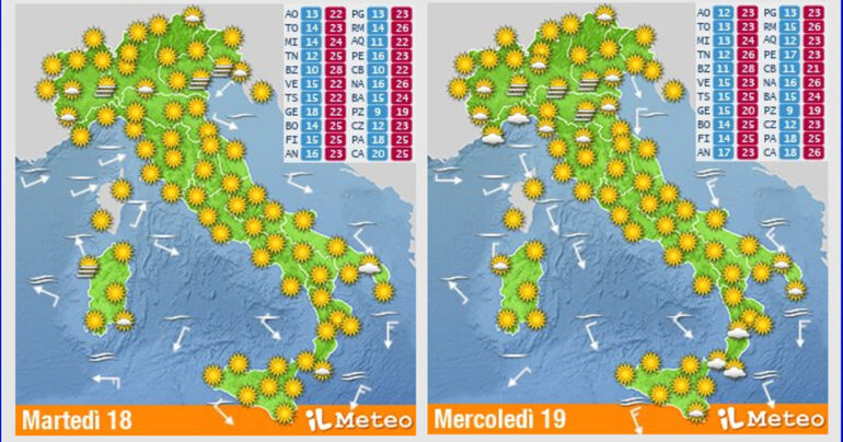 Meteo Nazionale 18-19 Ottobre: Torna SCIPIONE l’africano: Sole e Caldo