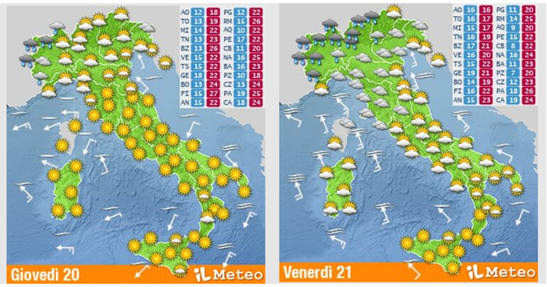 Meteo Nazionale 20-21 Ottobre: Ancora anticiclone e caldo anomalo