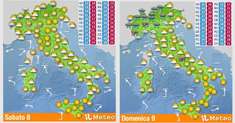 Meteo Nazionale 8-9  Ottobre: il tempo cambierà prima del previsto