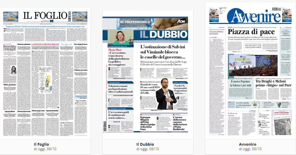 Rassegna Stampa - Prime pagine 6 ottobre 2022 6