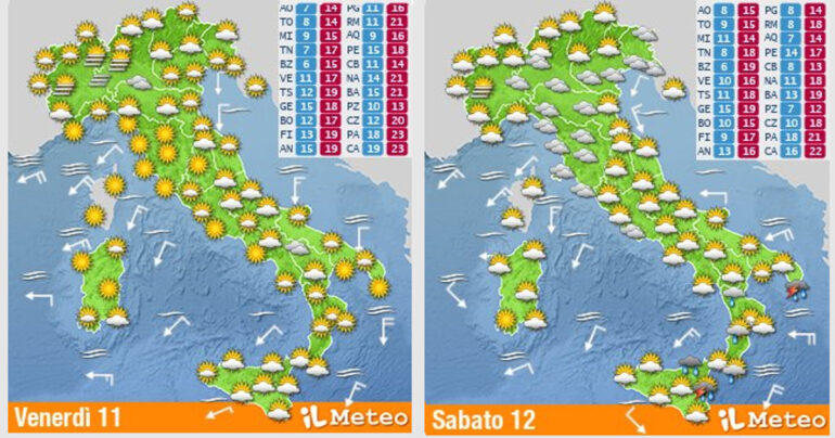 Meteo Nazionale 11-12 Novembre2022: in arrivo la Goccia Fredda dai Balcani