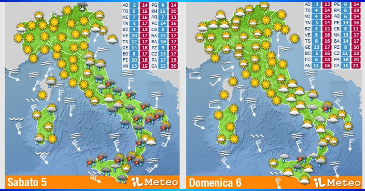 Meteo Nazionale 5-6 Novembre 2022