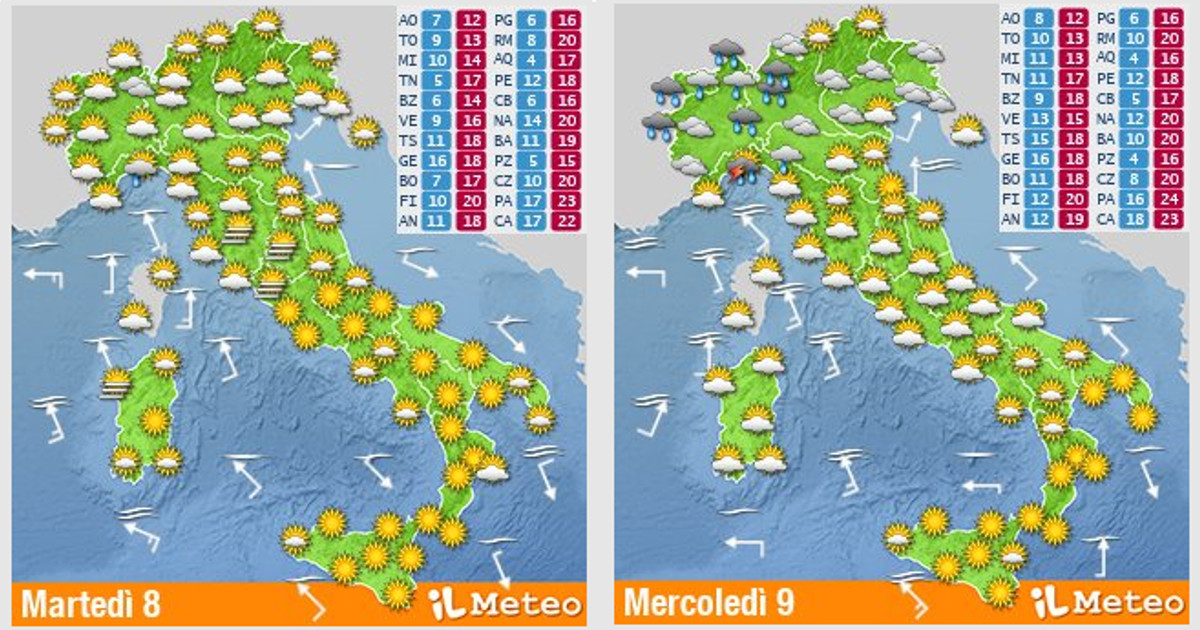 Meteo Nazionale 8-9 Novembre 2022