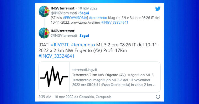 Scossa di terremoto M3.2 in Irpinia, epicentro a Frigento