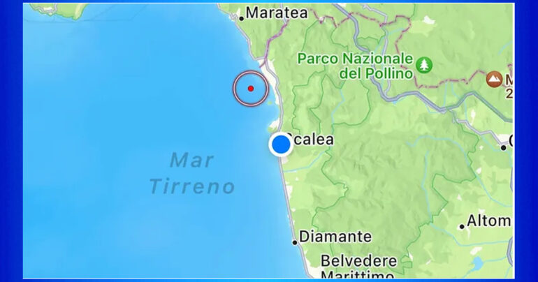 Terremoto M2.6 in Riviera dei Cedri: localizzato a largo di Praia a Mare