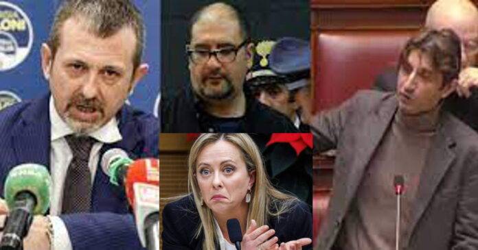 Il caso Cospito, Donzelli, Delmastro, Meloni-min