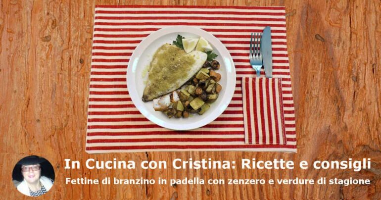 Fettine di branzino in padella con zenzero e verdure