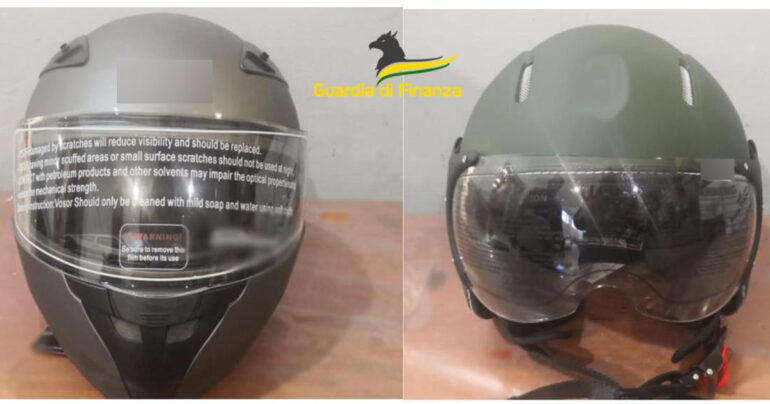 Gdf Napoli: sequestrati 3 lotti di caschi per moto non regolari