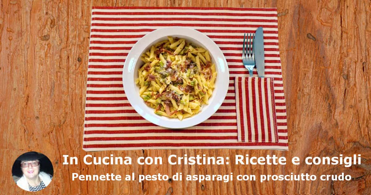 Pasta al pesto di asparagi con prosciutto crudo-min