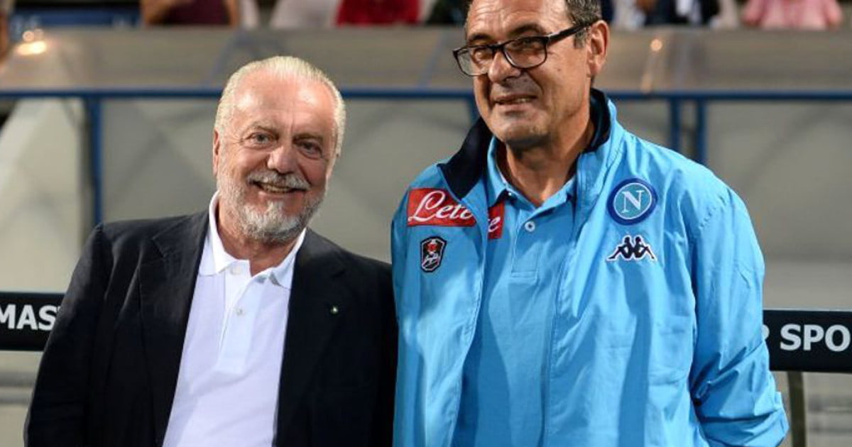 Scudetto 2018-19, De Laurentis e Sarri, napoli, agosto 2015-min