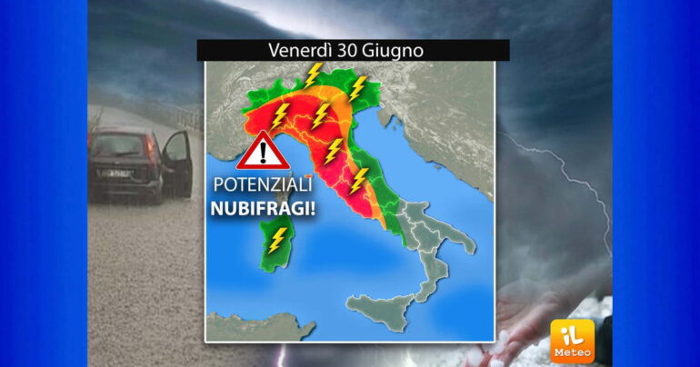 Meteo 30 Giugno 2023: Fino al Weekend temporali con grandine