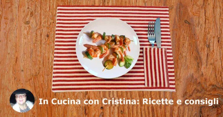 Spiedini di gamberi e zucchine