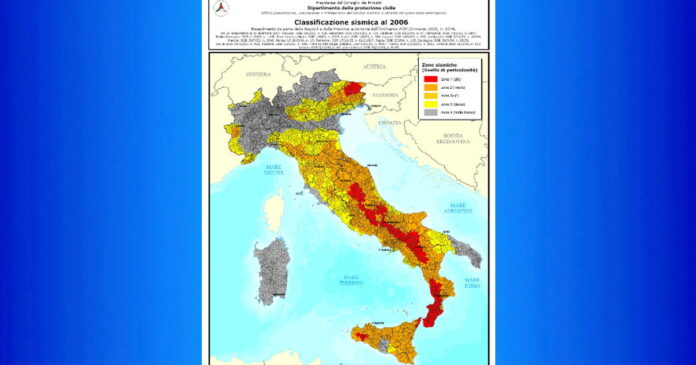 Rischio sismico in Italia (classificazione INGV del 2006)-