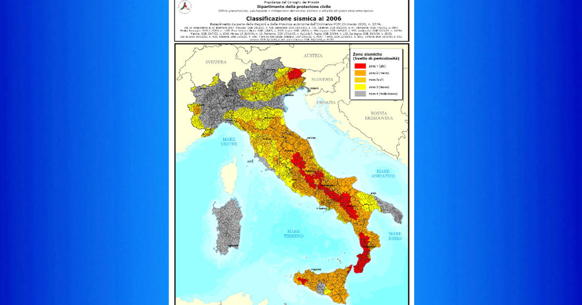 Rischio sismico in Italia (classificazione INGV del 2006)-