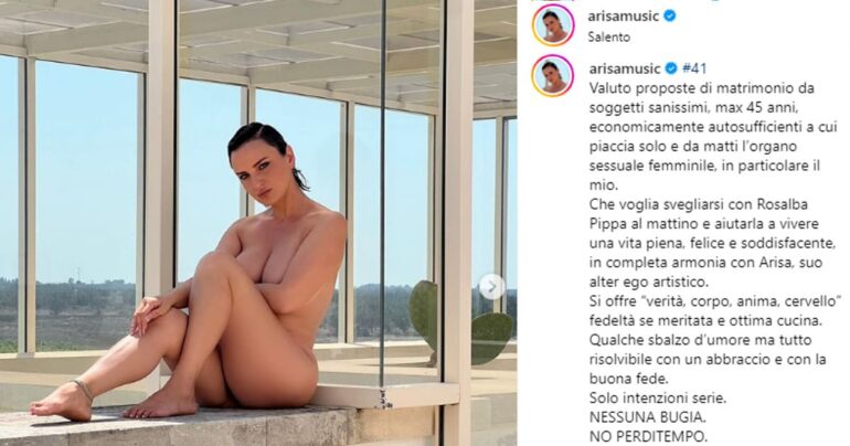 Arisa, appello social: foto senza veli per cercare un compagno di vita