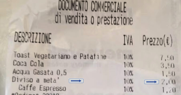 Insolito Sovrapprezzo: Toast Diviso a Metà
