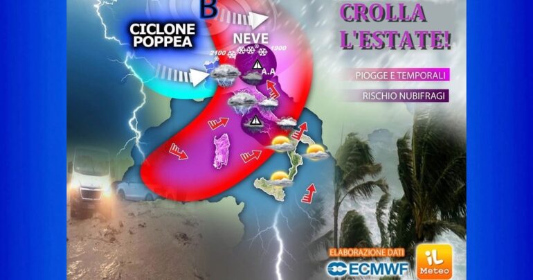 Meteo 24 Agosto 2023: Da Domenica Stop all’Estate, arriva POPPEA