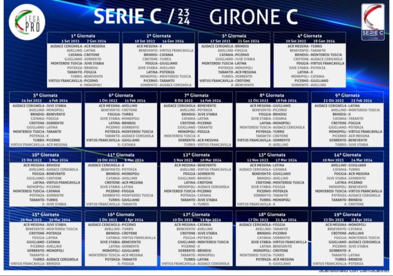 Lega Pro, il calendario della Juve Stabia 2023-2024