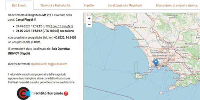 Terremoto a Pozzuoli nei Campi Flegrei 24 settembre 2023