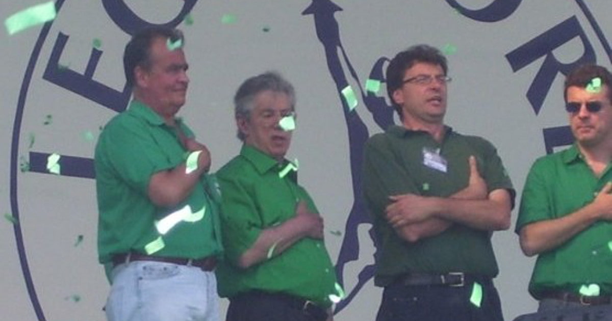 Calderoli, Bossi, Giorgetti, Cota, Pontida 2009