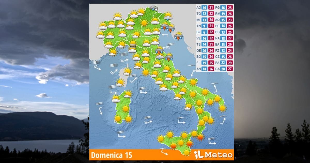 Meteo 15 Ottobre 2023, arrivano i primi forti Temporali su parte d'Italia