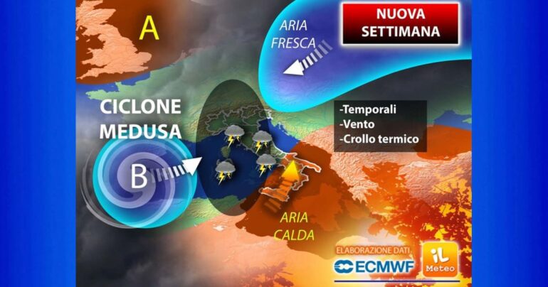 Meteo 16 Ottobre 2023,Tempesta autunnale: è il Ciclone Medusa
