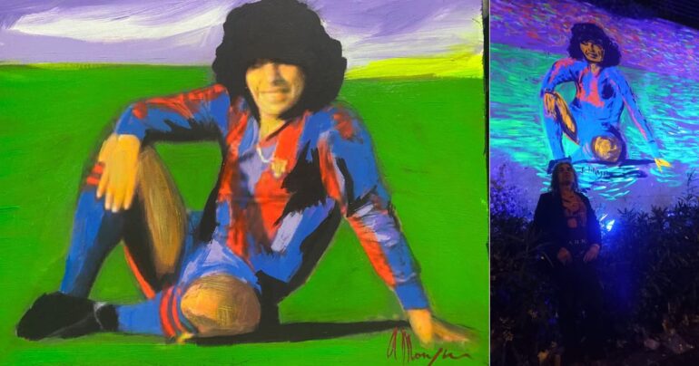 Il murales di Maradona a Palomonte: un omaggio luminoso all’icona del calcio