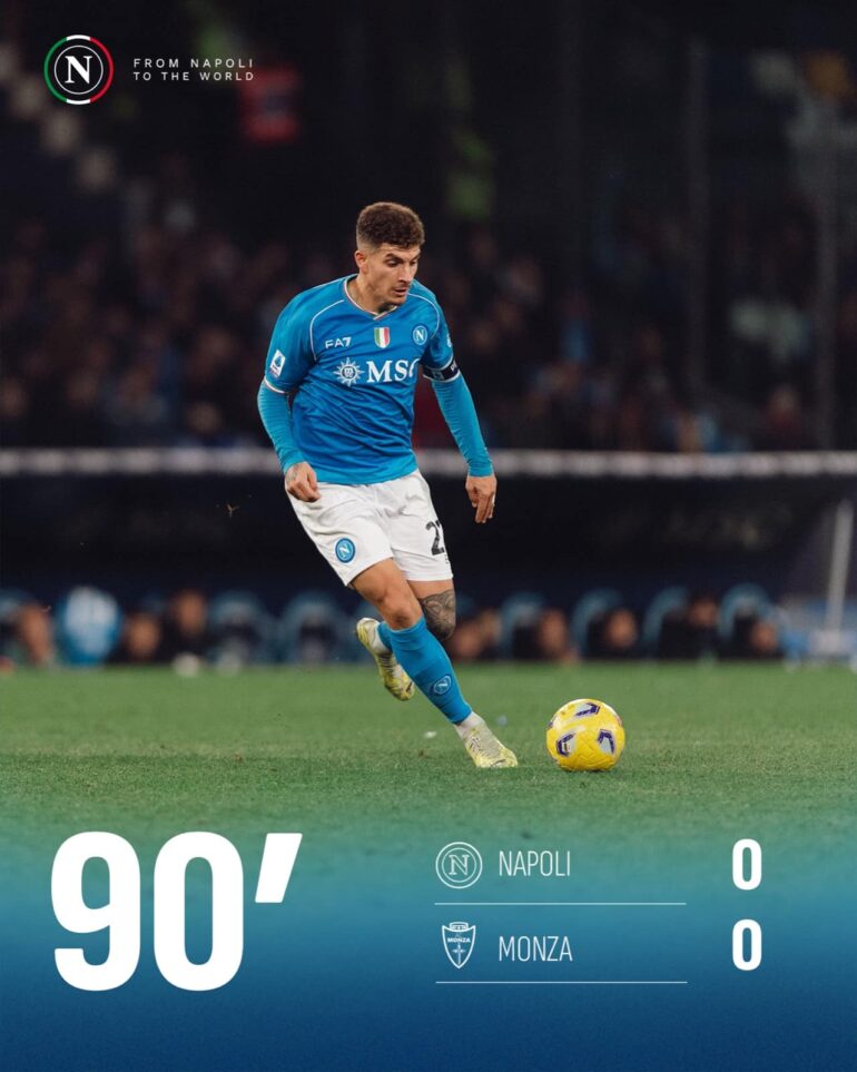 Napoli-Monza 0-0, gli azzurri salutano con un pareggio il 2023