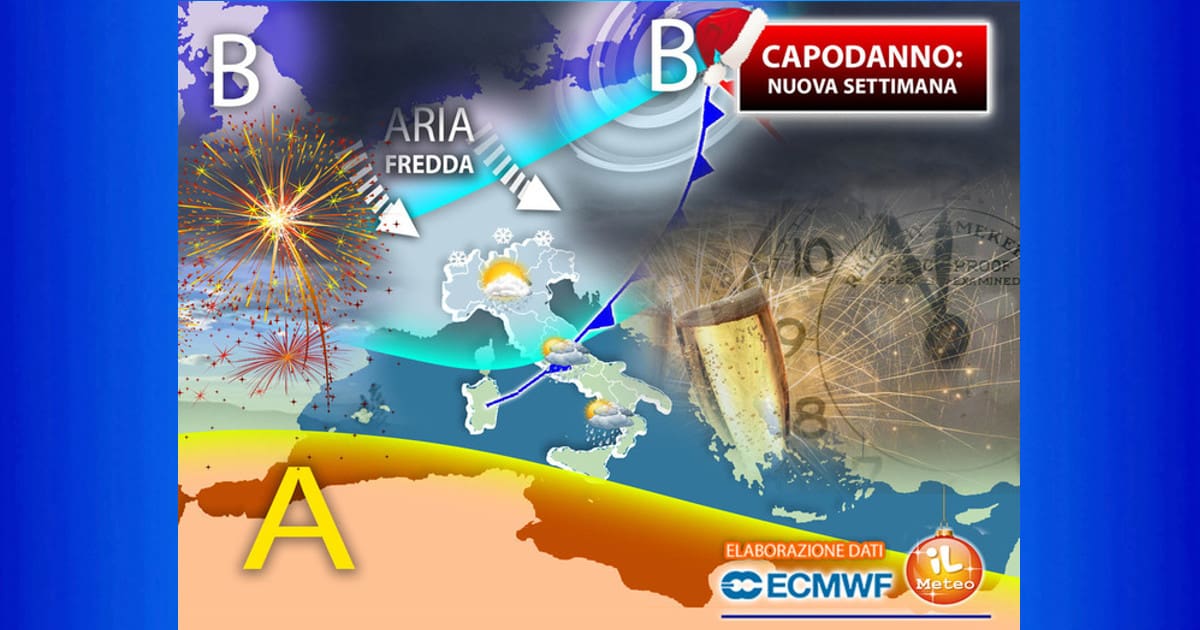 Meteo 1 Gennaio 2024 CAPODANNO, pressione in aumento, residue piogge