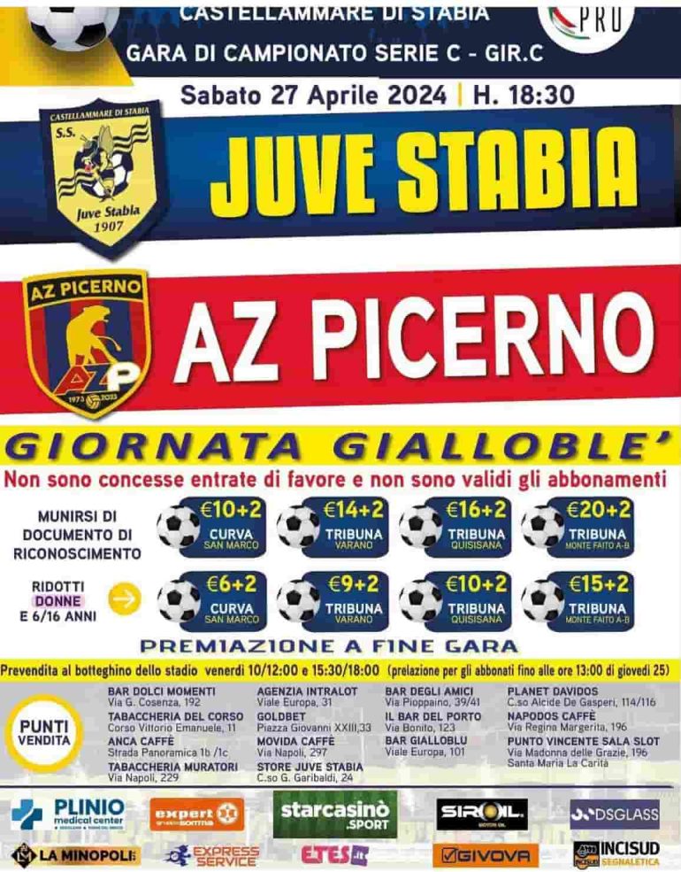 Juve Stabia, Giornata Gialloblè: i biglietti per il match col Picerno
