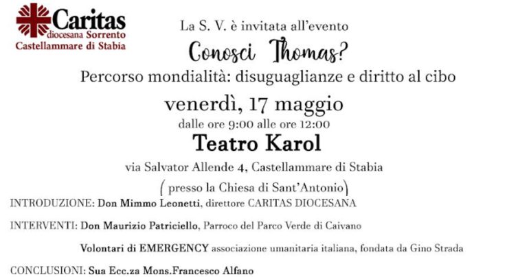 Caritas stabiese, Evento 17 Maggio: Iniquità Sociale e Impegno Giovanile