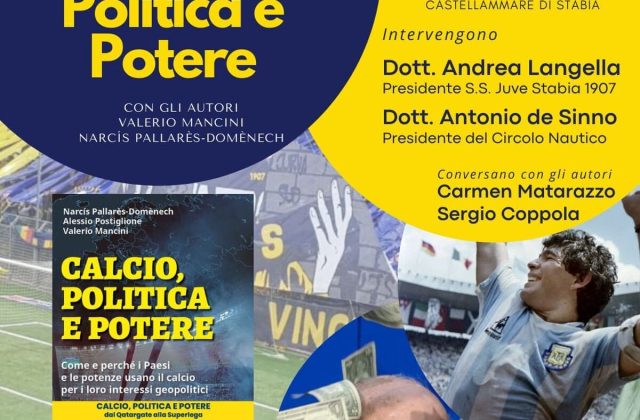 Circolo Nautico Stabia: Giovedì 27 giugno sarà la presentato il libro “Calcio, Politica e Potere”