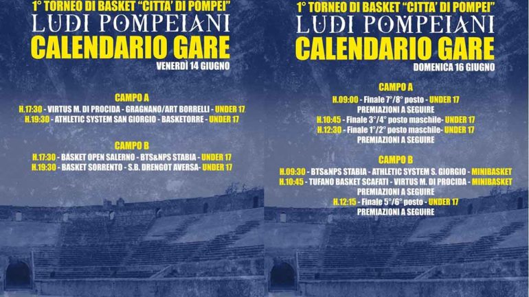 Pompei: Successo per il primo torneo di Basket “Ludi Pompeiani”