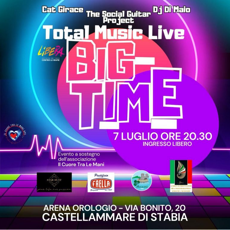 Castellammare di Stabia, Total Music Live #BigTime: Un concerto benefico per l’associazione il Cuore tra le Mani