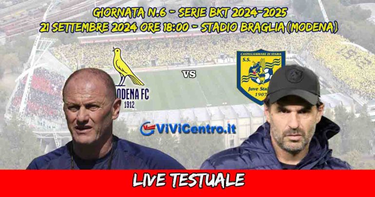 Modena-Juve Stabia, Rileggi LIVE 3-0 (24° Palumbo, 44° Santoro, 2° s.t. Abiuso)