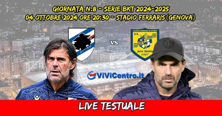 Sampdoria Juve Stabia, Rileggi LIVE 1-2 (36° Coda, 47° e 49° Adorante)