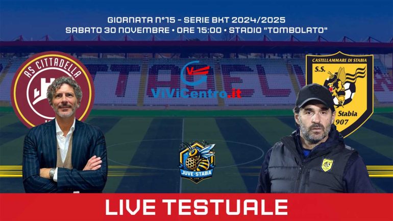 Cittadella – Juve Stabia: FINALE (2-2: 21′ Amatucci 30′ Candellone 38′ Folino 49′ Pandolfi (rig.))