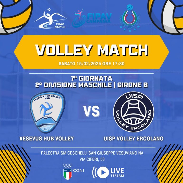 VESEVUS HUB Volley Trionfa con un 3-0 nella II Divisione Volley Maschile: UISP Volley Ercolano Ko