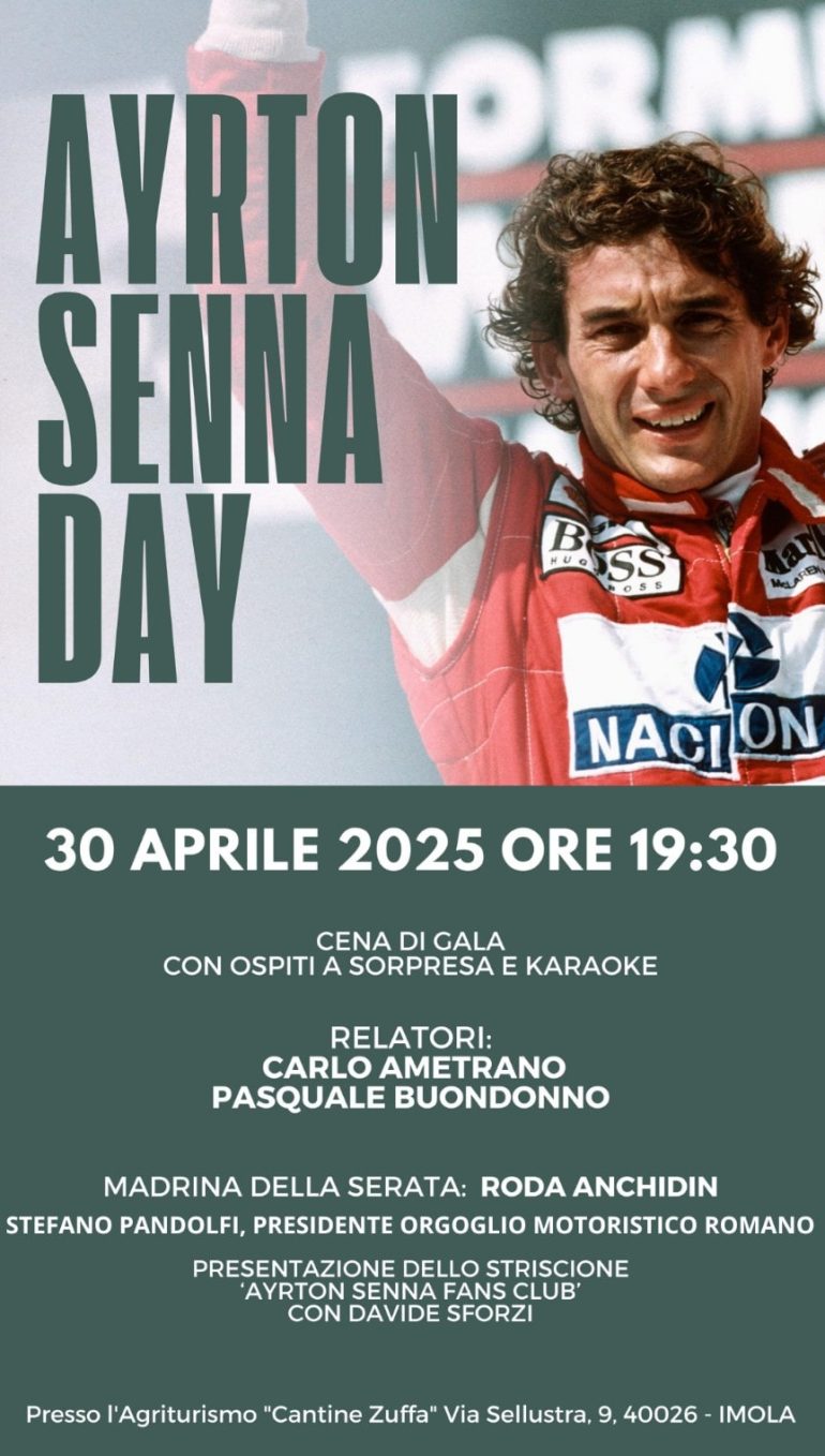 Carlo Ametrano e Pasquale Buondonno presentano il Senna Day 2025. Con anche il karaoke di Davide Sforzi